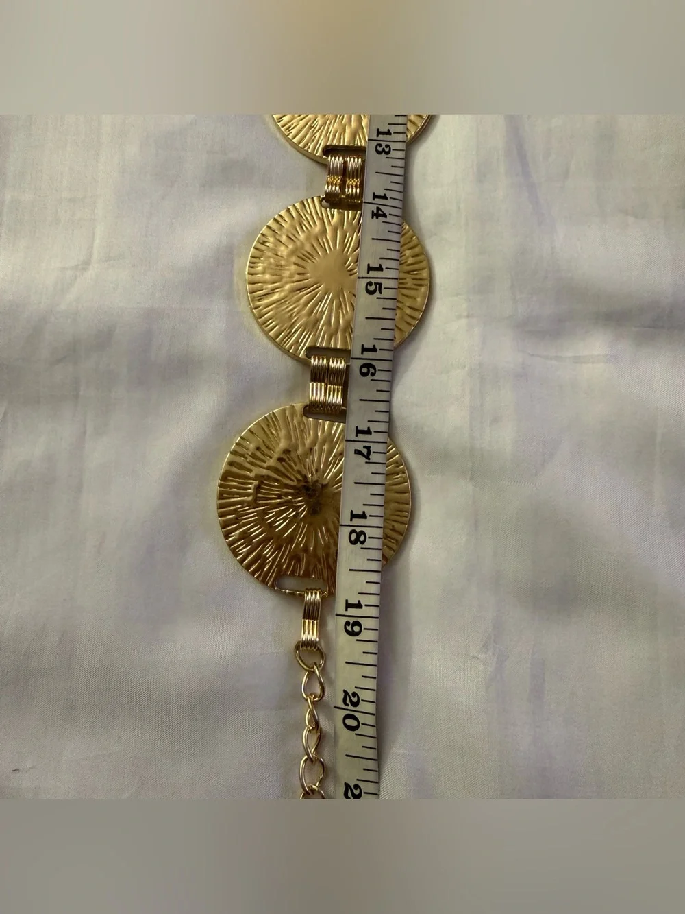 Gold tone metal medallion link chain belt